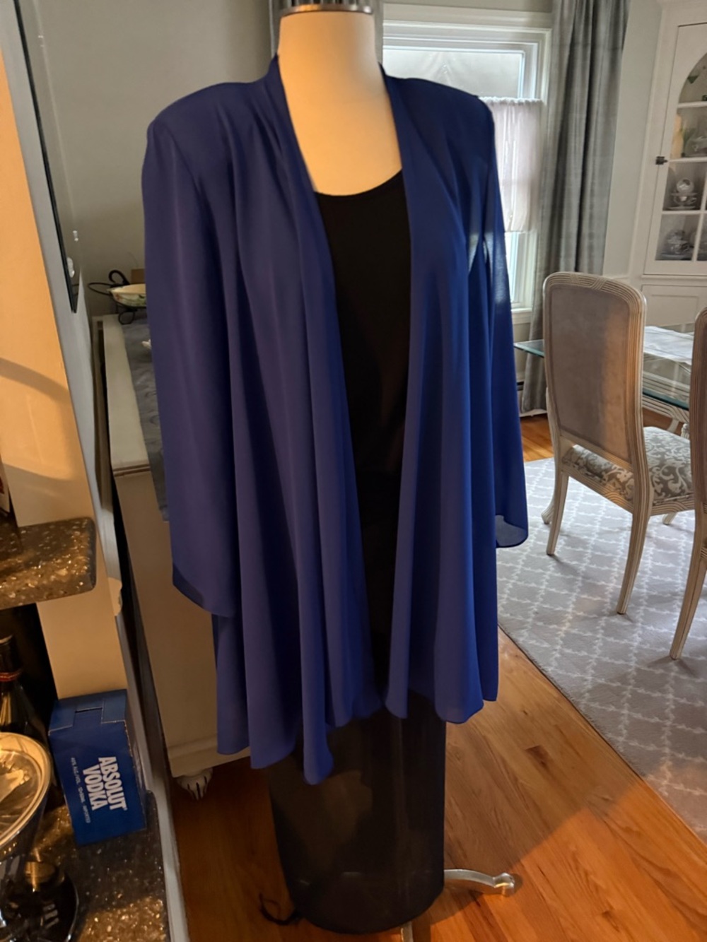 Women's Open-Front Royal Blue Chiffon Cardigan